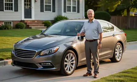 Car delivered to a driveway in Beverly, Massachusetts, United States
