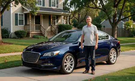 Car delivered to a driveway in Brockton, Massachusetts, United States