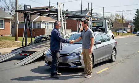 Vehicle owner beside their delivered car in Brockton, Massachusetts, United States