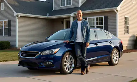 Customer with their delivered car in Chicopee, Massachusetts, United States