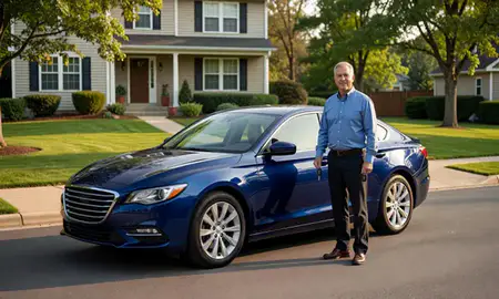 Car delivered to a driveway in Chicopee, Massachusetts, United States