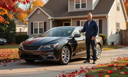 Car delivered to a driveway in Fall River, Massachusetts, United States