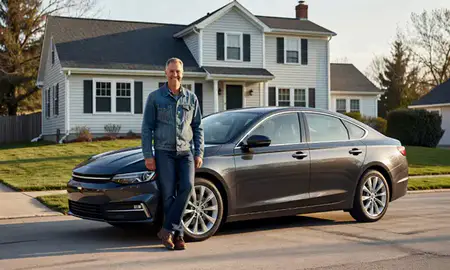 Customer with their delivered car in Fitchburg, Massachusetts, United States