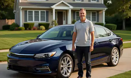 Car delivered to a driveway in Framingham, Massachusetts, United States