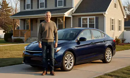 Customer with their delivered car in Haverhill, Massachusetts, United States