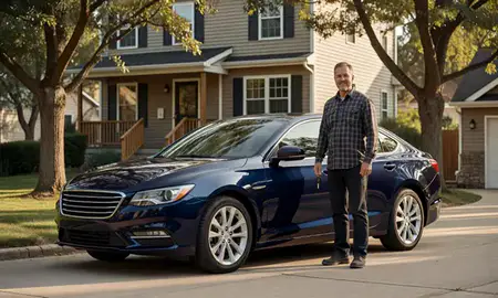 Car delivered to a driveway in Haverhill, Massachusetts, United States
