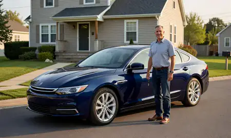 Car delivered to a driveway in Lawrence, Massachusetts, United States