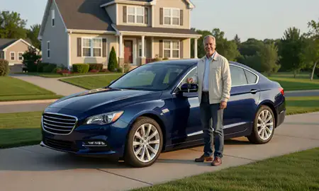 Car delivered to a driveway in Leominster, Massachusetts, United States