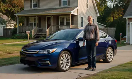 Car delivered to a driveway in Lowell, Massachusetts, United States