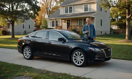 Car delivered to a driveway in Lynn, Massachusetts, United States