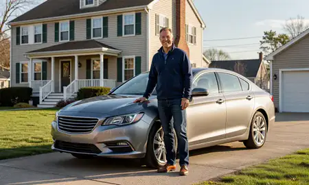 Customer with their delivered car in Malden, Massachusetts, United States
