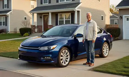 Car delivered to a driveway in Malden, Massachusetts, United States