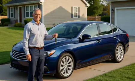 Car delivered to a driveway in Methuen Town, Massachusetts, United States