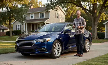 Car delivered to a driveway in New Bedford, Massachusetts, United States