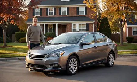 Customer with their delivered car in Newton, Massachusetts, United States