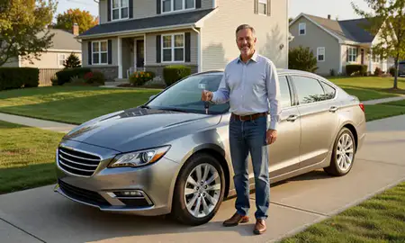 Car delivered to a driveway in Peabody, Massachusetts, United States