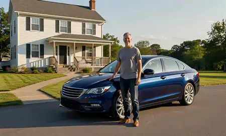 Customer with their delivered car in Pittsfield, Massachusetts, United States