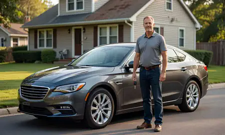 Car delivered to a driveway in Pittsfield, Massachusetts, United States
