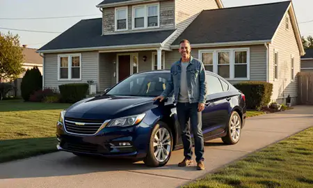 Customer with their delivered car in Revere, Massachusetts, United States