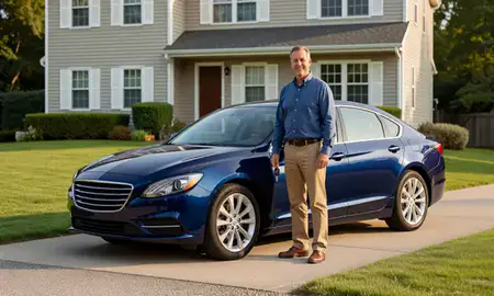 Car delivered to a driveway in Revere, Massachusetts, United States