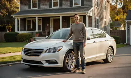 Customer with their delivered car in Salem, Massachusetts, United States