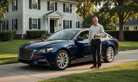 Car delivered to a driveway in Salem, Massachusetts, United States