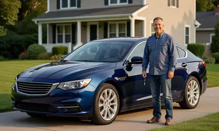 Car delivered to a driveway in Somerville, Massachusetts, United States