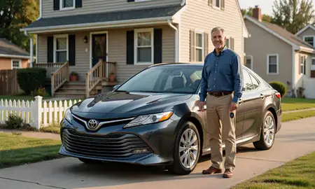 Car delivered to a driveway in Springfield, Massachusetts, United States