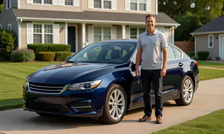 Car delivered to a driveway in Taunton, Massachusetts, United States