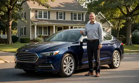 Car delivered to a driveway in Waltham, Massachusetts, United States