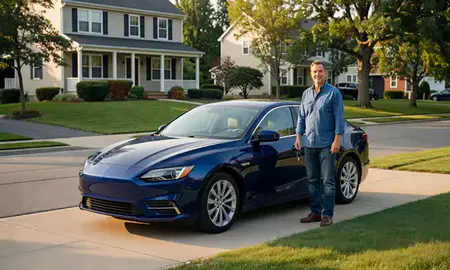 Car delivered to a driveway in Worcester, Massachusetts, United States