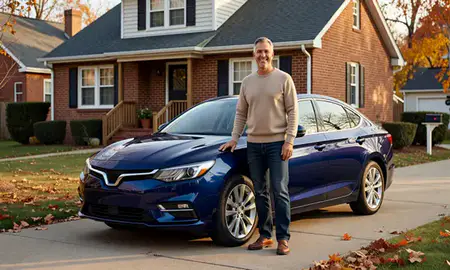 Customer with their delivered car in Ann Arbor, Michigan, United States
