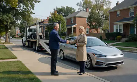 Vehicle owner beside their delivered car in Ann Arbor, Michigan, United States