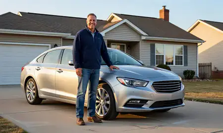 Customer with their delivered car in Battle Creek, Michigan, United States