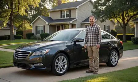 Car delivered to a driveway in Battle Creek, Michigan, United States