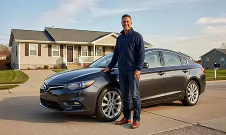 Customer with their delivered car in Bay City, Michigan, United States