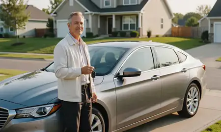 Car delivered to a driveway in Bay City, Michigan, United States