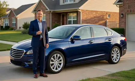 Car delivered to a driveway in Dearborn, Michigan, United States