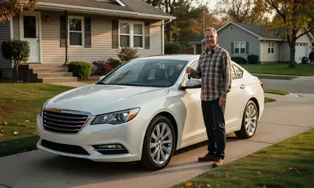 Car delivered to a driveway in Flint, Michigan, United States