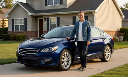 Customer with their delivered car in Grand Rapids, Michigan, United States
