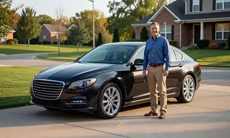 Car delivered to a driveway in Grand Rapids, Michigan, United States