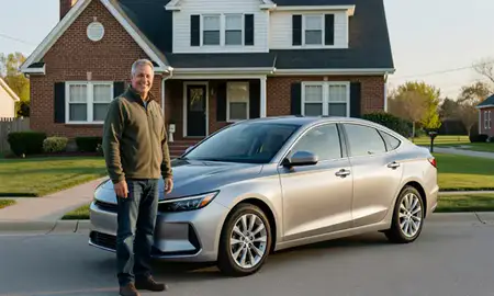 Customer with their delivered car in Holland, Michigan, United States
