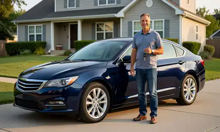 Car delivered to a driveway in Holland, Michigan, United States
