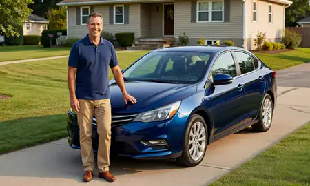 Customer with their delivered car in Jackson, Michigan, United States