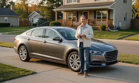 Car delivered to a driveway in Jackson, Michigan, United States