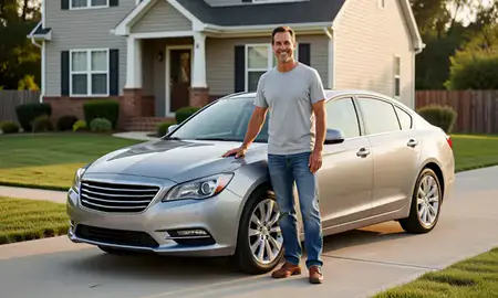 Customer with their delivered car in Kalamazoo, Michigan, United States