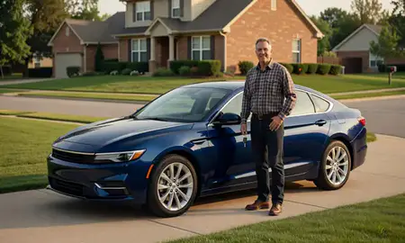 Car delivered to a driveway in Kalamazoo, Michigan, United States