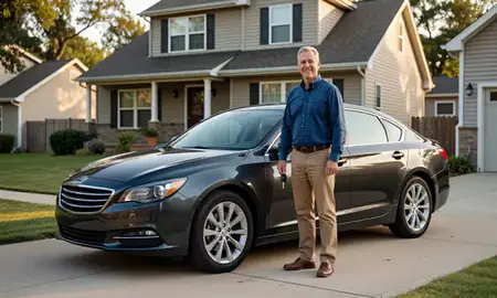 Car delivered to a driveway in Lansing, Michigan, United States