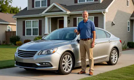 Car delivered to a driveway in Livonia, Michigan, United States