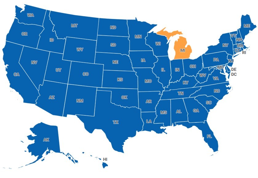 Map of Michigan, USA